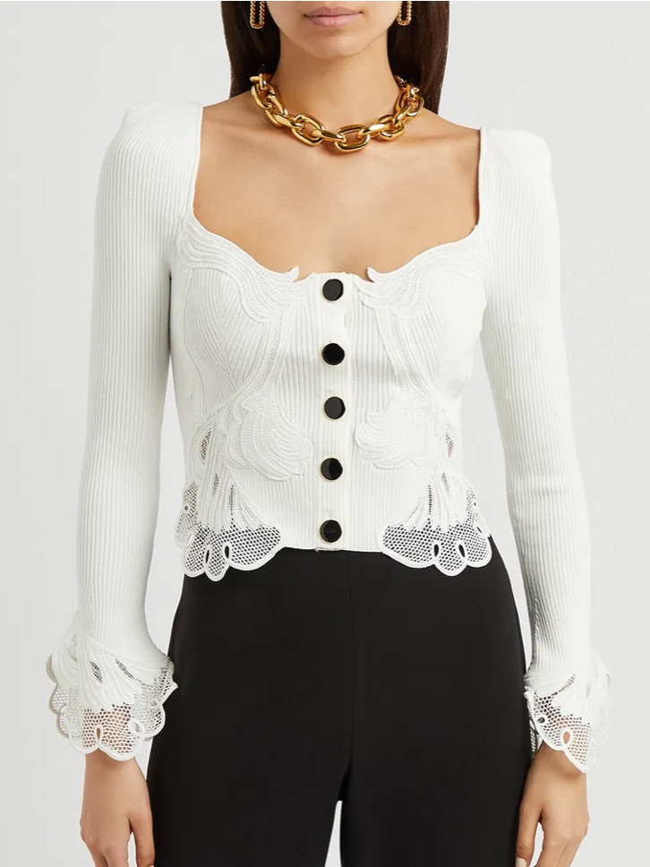 Self-Portrait Lace Detail Top, Size Small